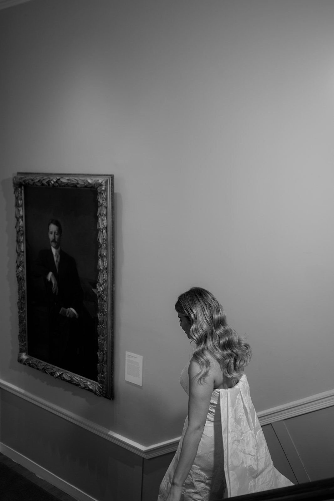 Bride Walking Down Grand Staircase at Wave Hill Garden