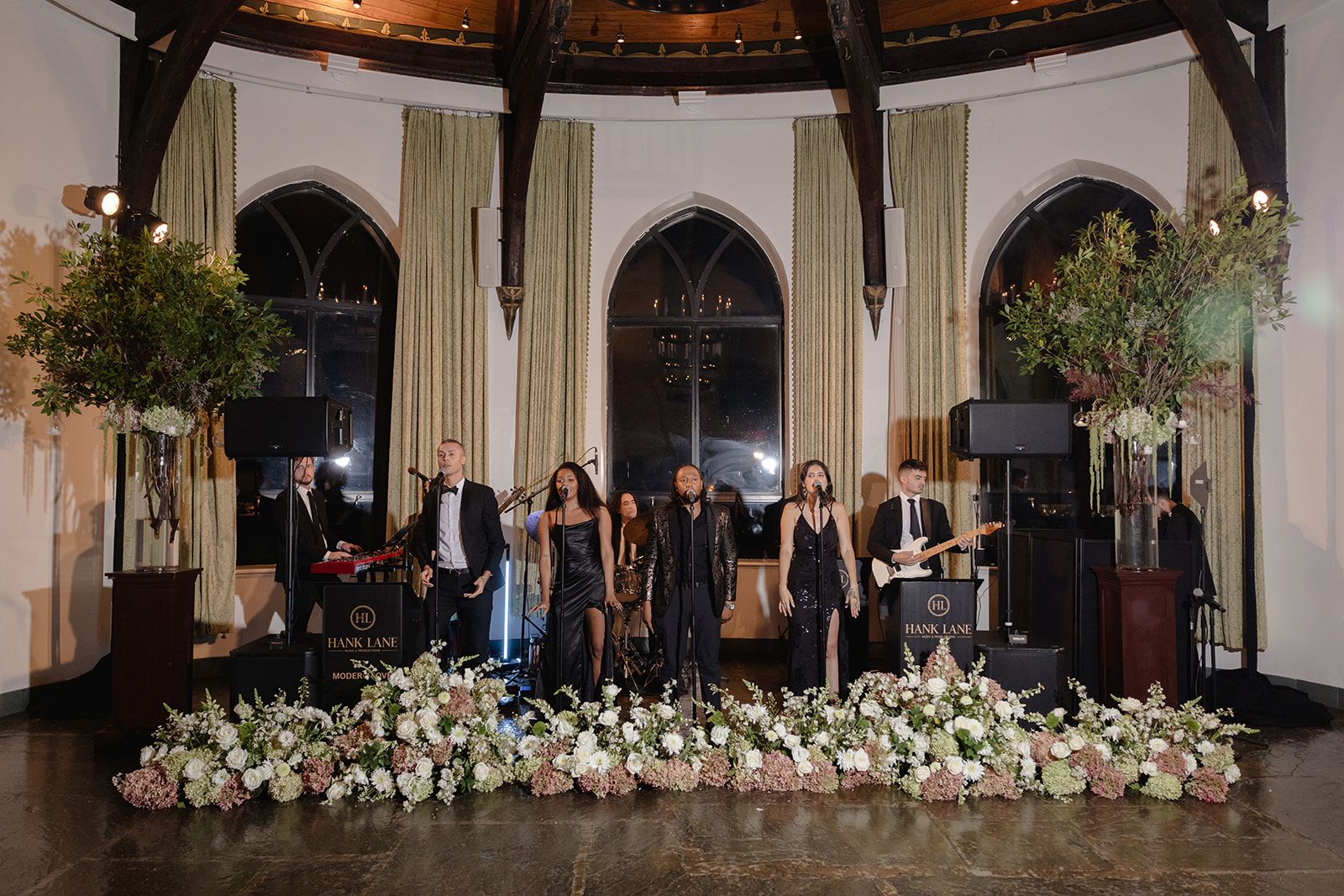 Live Band Performing at Wave Hill Garden Wedding